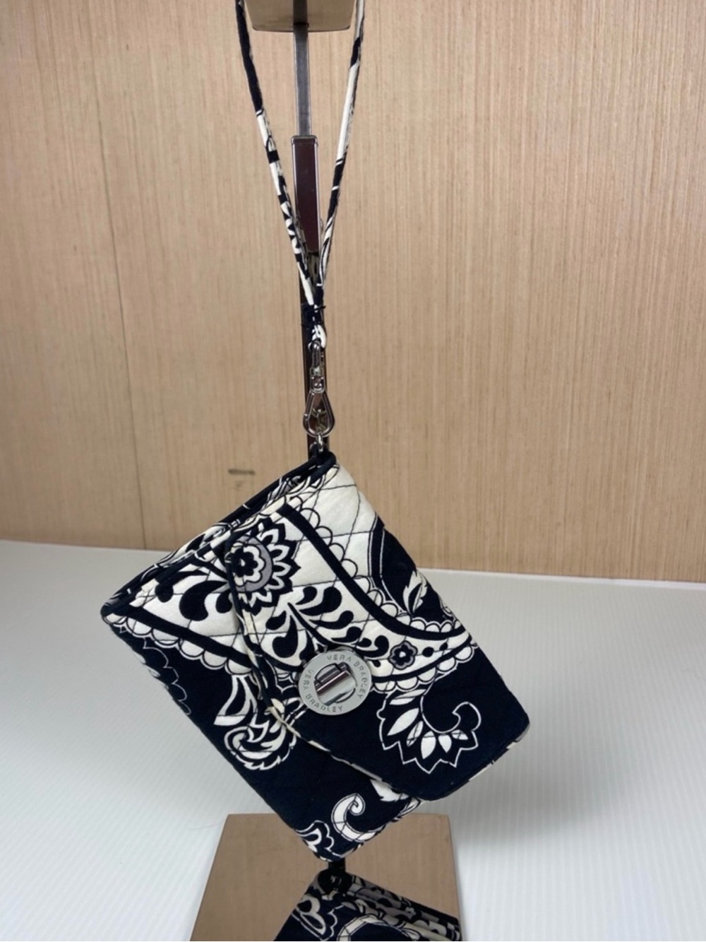 Vera Bradley Night & Day Turn Lock Wristlet Wallet Retired Black White